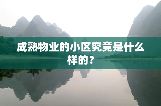 成熟物业的小区究竟是什么样的？