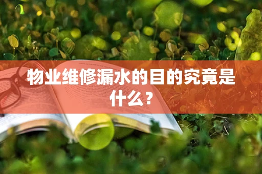 物业维修漏水的目的究竟是什么？