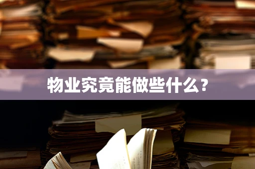 物业究竟能做些什么？