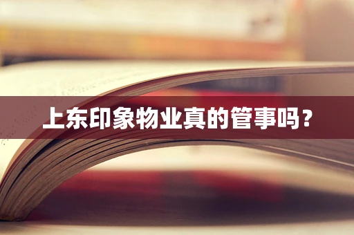 上东印象物业真的管事吗？