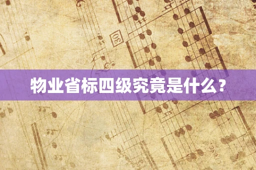 物业省标四级究竟是什么？