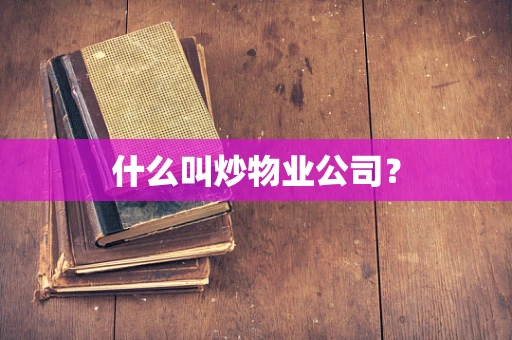 什么叫炒物业公司？