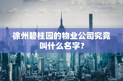 徐州碧桂园的物业公司究竟叫什么名字？